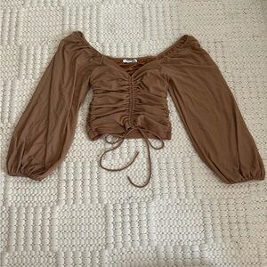 Fashion Nova Brown Ruched Blouse